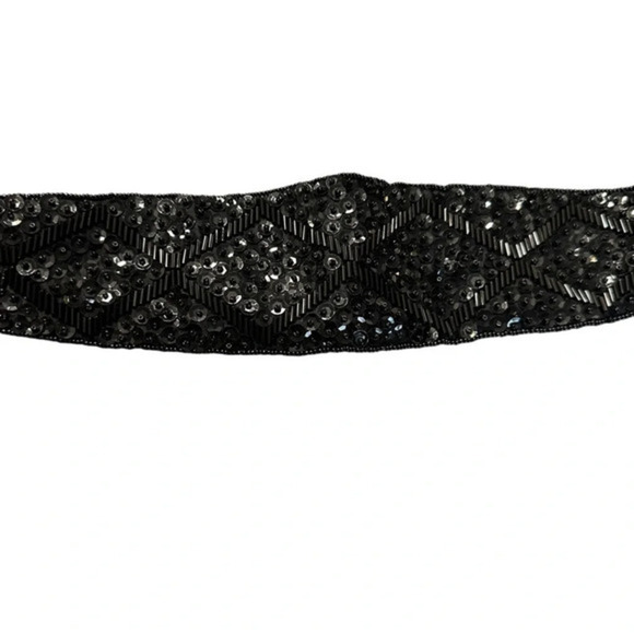 Dressy Black beaded M/L women’s cumberbund belt - Picture 5 of 6